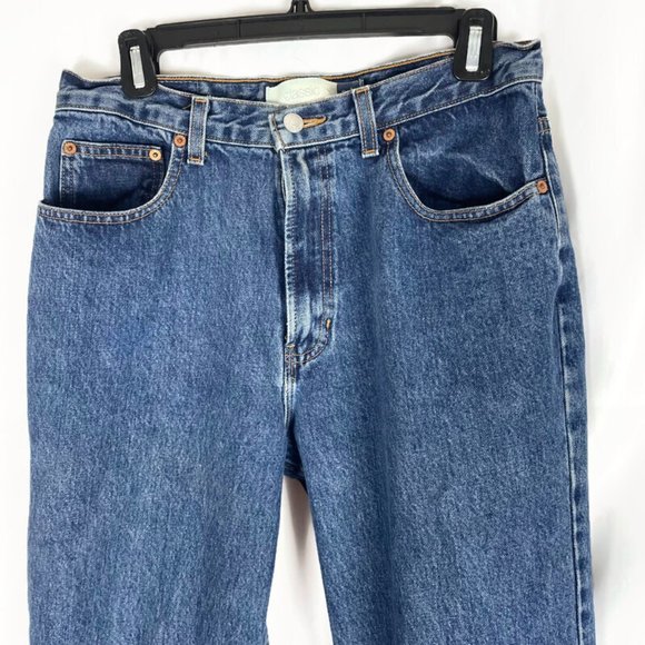 Vintage 90s Women’s Gap Blue Rigid Cotton Straight Leg Mom High Rise Jeans 12 L - Picture 2 of 5